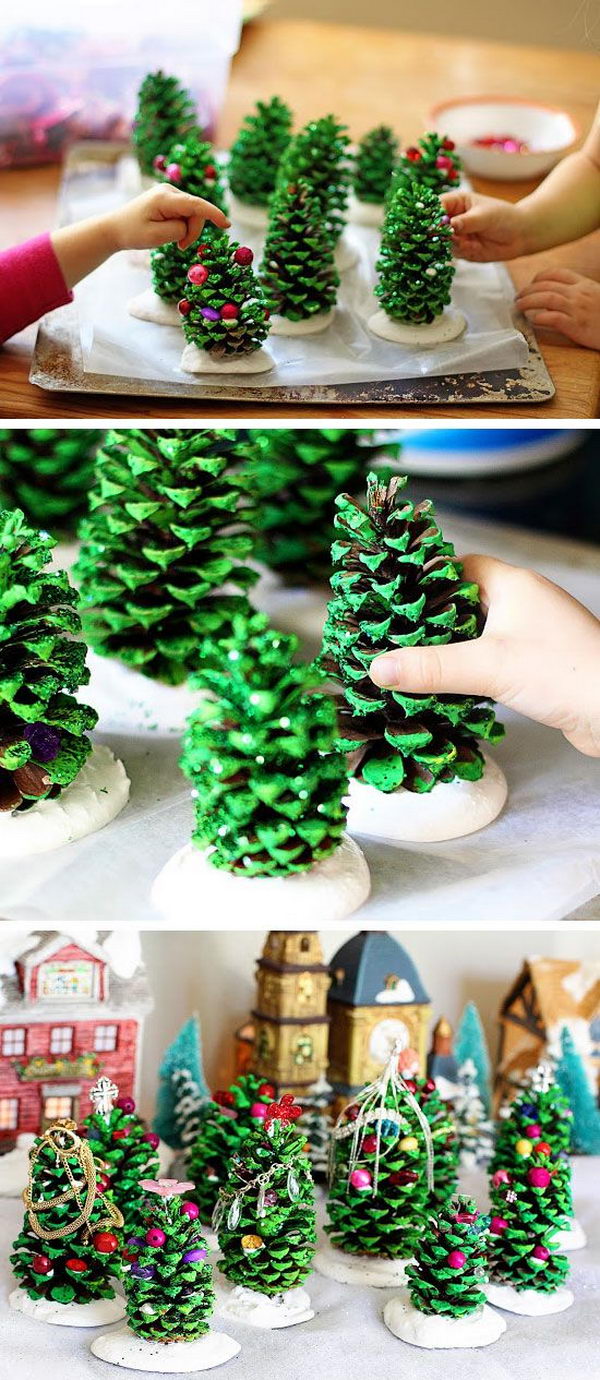 DIY Pine Cone Trees. 