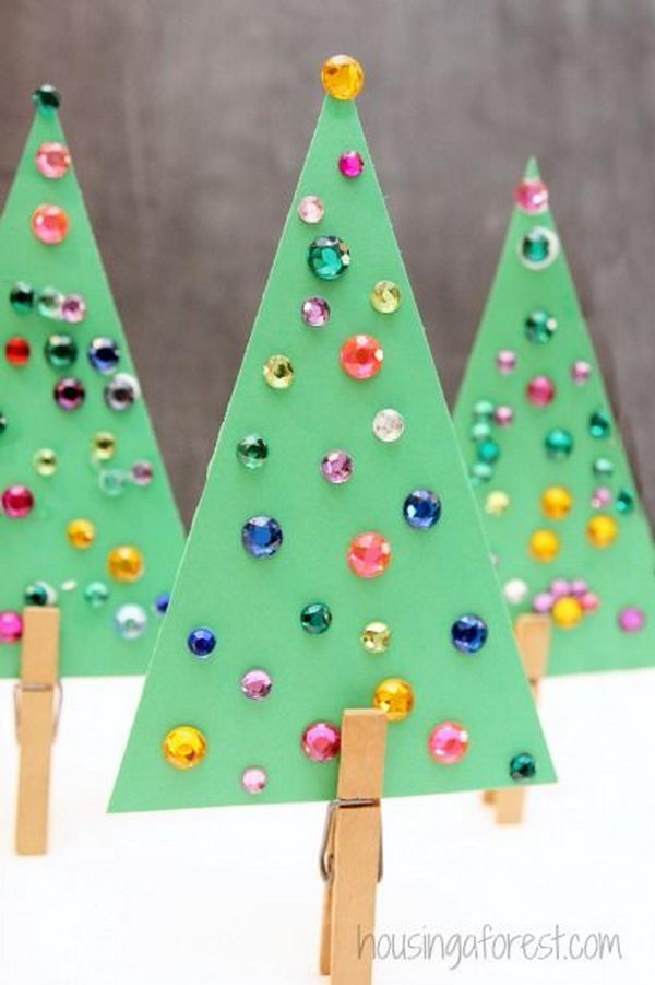 Jeweled Christmas Tree Craft for Kids. 