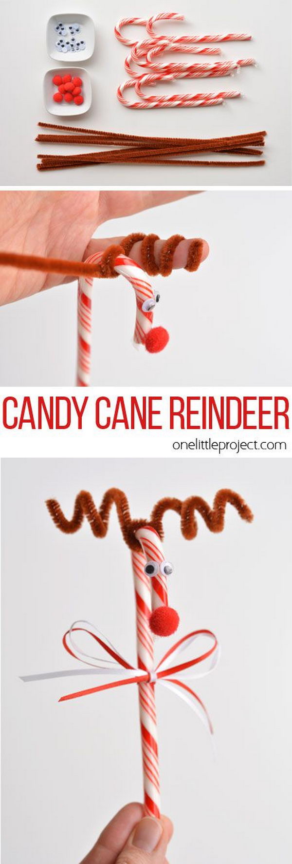 Make A Candy Cane Reindeer With Your Kids. 