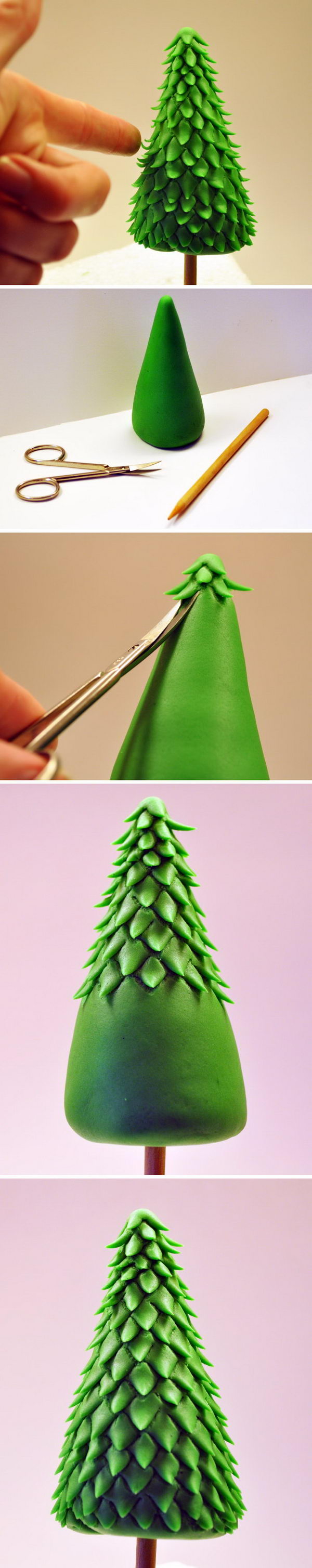 DIY Fondant Christmas Tree for Cakes at Christmas Party. 