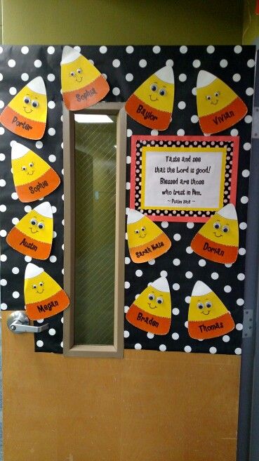 Candy Corn Classroom Door For October. 