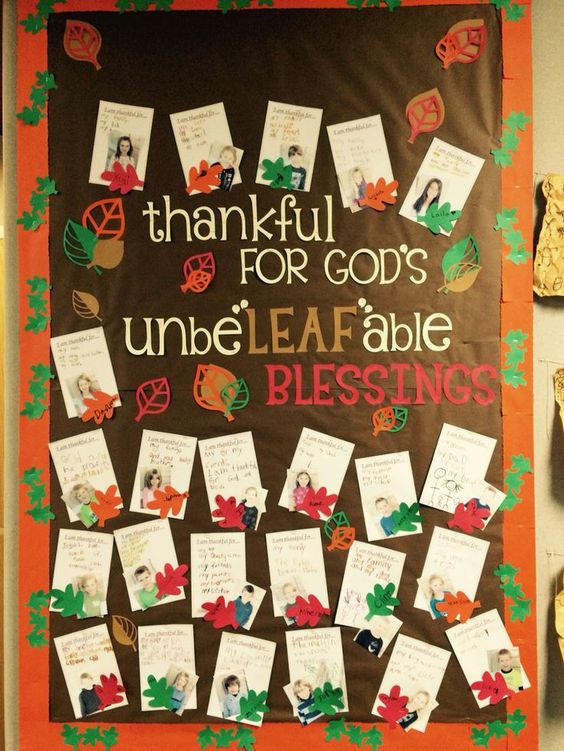 November Bulletin Board for a Christian School. 