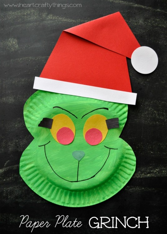 Paper Plate Grinch Craft. 