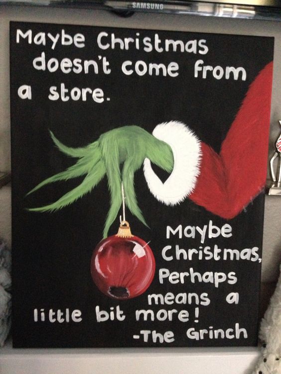 Christmas Canvas With The Grinch Quotes. 