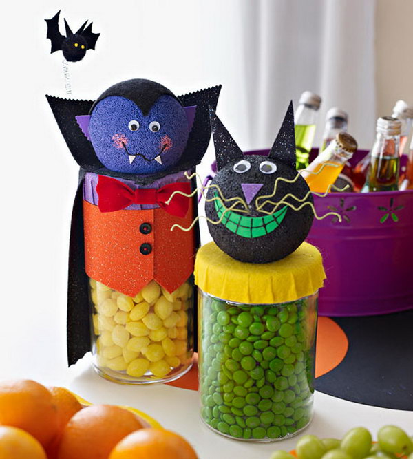 Friendly Dracula and Cat Candy Dispensers. 
