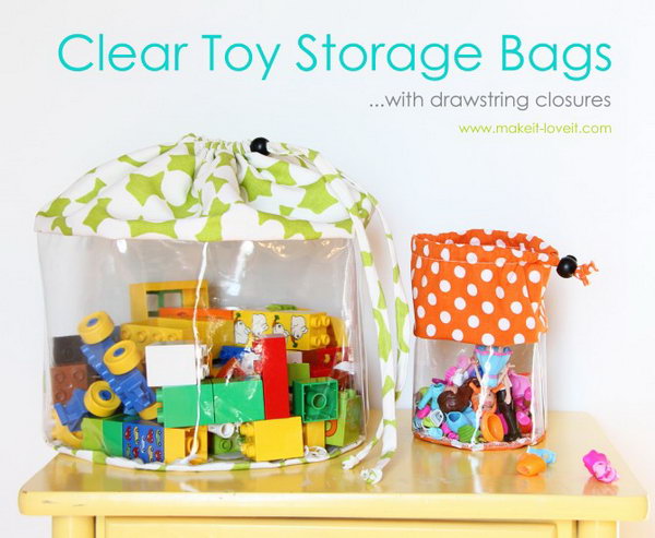 DIY Clear Toy Storage Bags. You can the turorial 