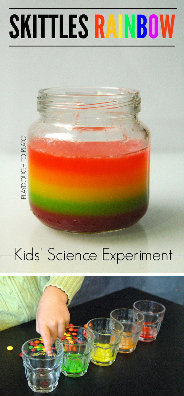 Skittles Rainbow. Use candy to create a beautiful rainbow in a jar. 