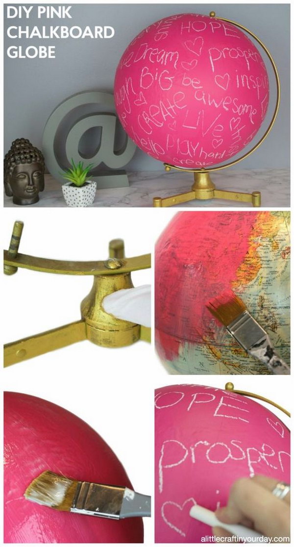 DIY Pink Chalkboard Globe 