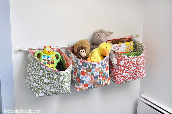 Create These Easy Hanging Fabric Storage Baskets to Utilize Vertical Space 