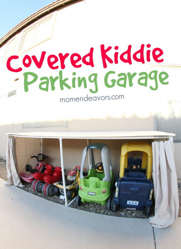 Covered Kiddie Car Parking Garage for Toy Organization 
