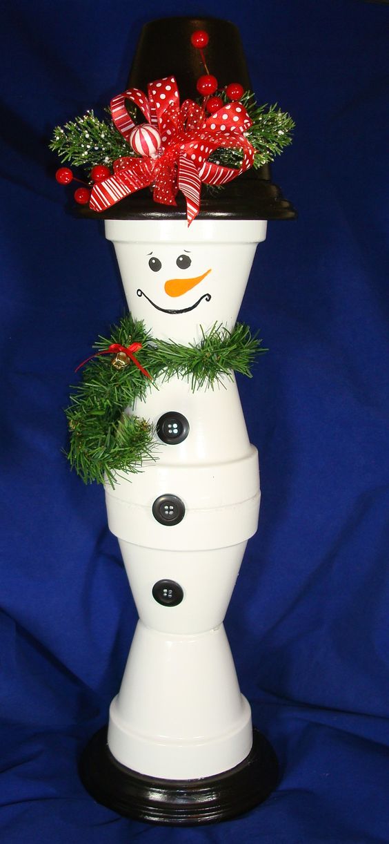 Adorable Flower Pot Snowman. 