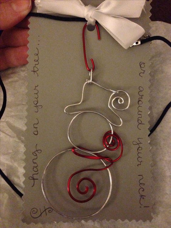 Easy Wire Snowman Which Can Be Hung as Tree Ornament or Necklace Pendant. 