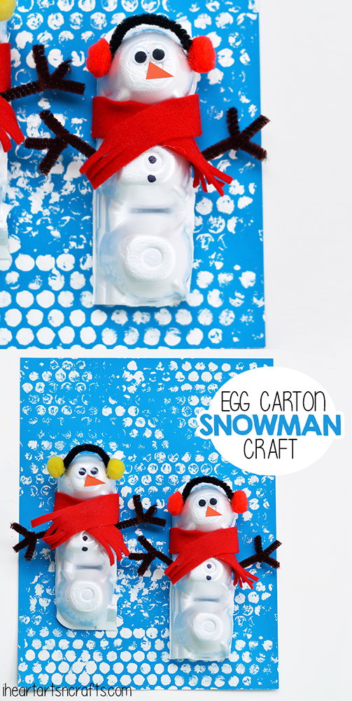 Egg Carton Snowman Craft. 