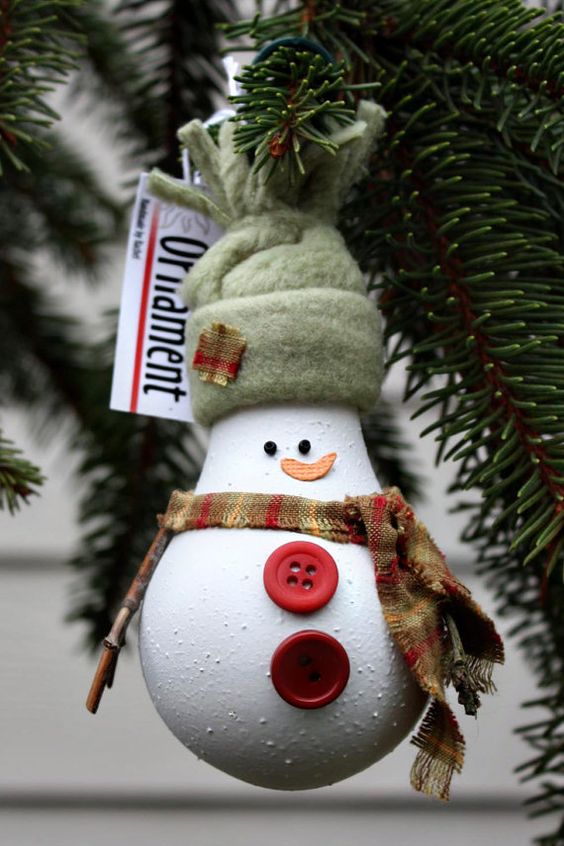 Recycled Lightbulb Snowman. 