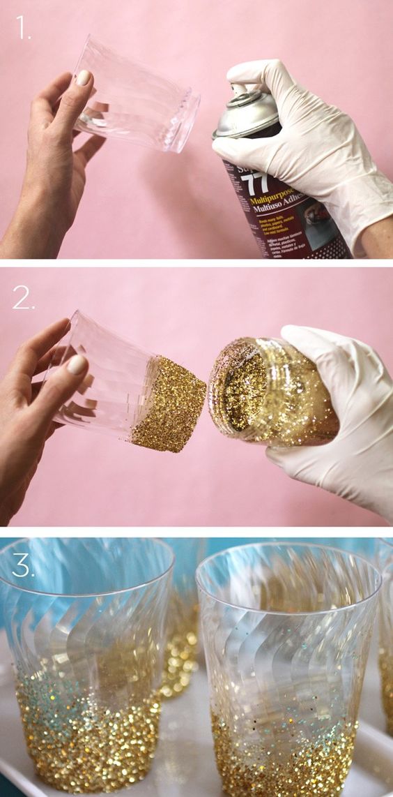 DIY Glitter Glasses. 