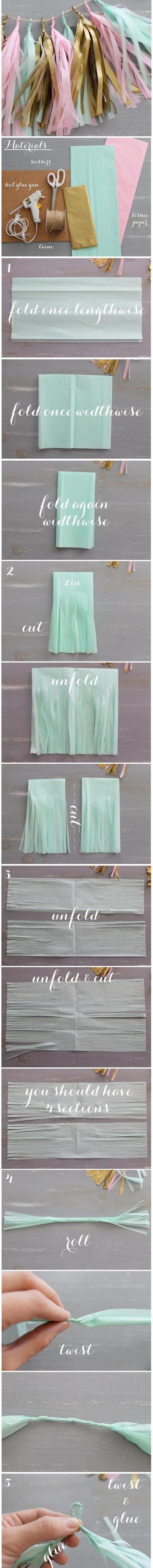 DIY Tissue Paper Tassel Garland. 