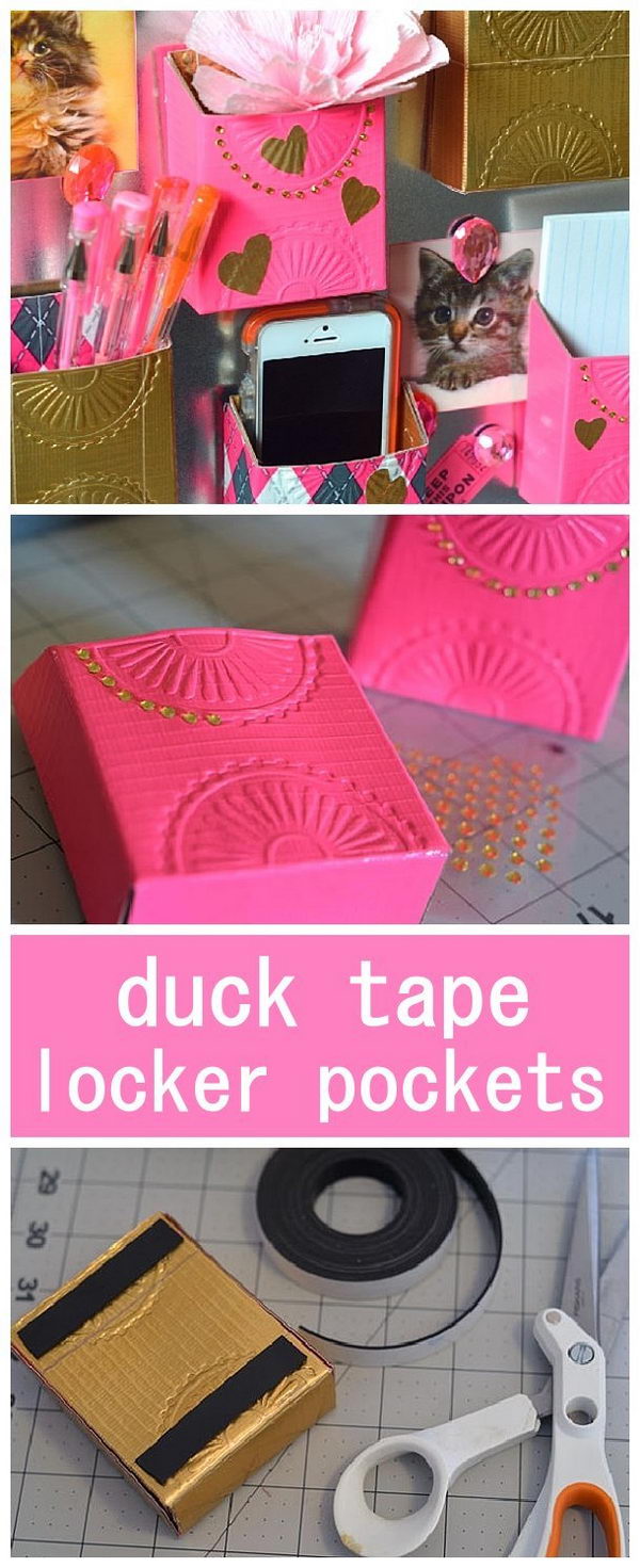 DIY Duck Tape Locker Pockets. 