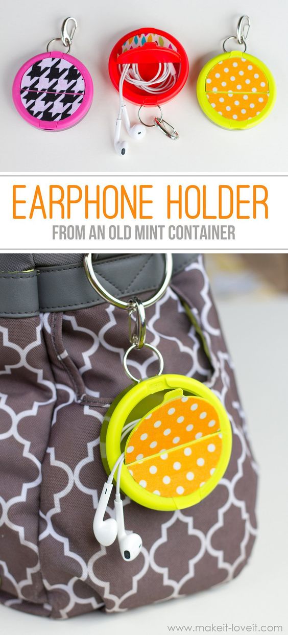 DIY Earphone Holder Made From A Mint Container. 