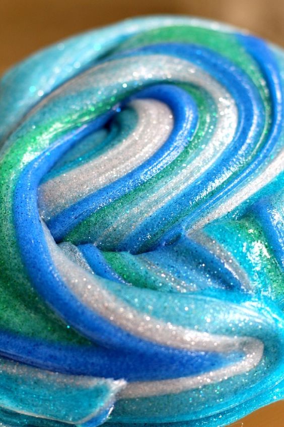 Ocean Swirl Glitter Slime Recipe. 