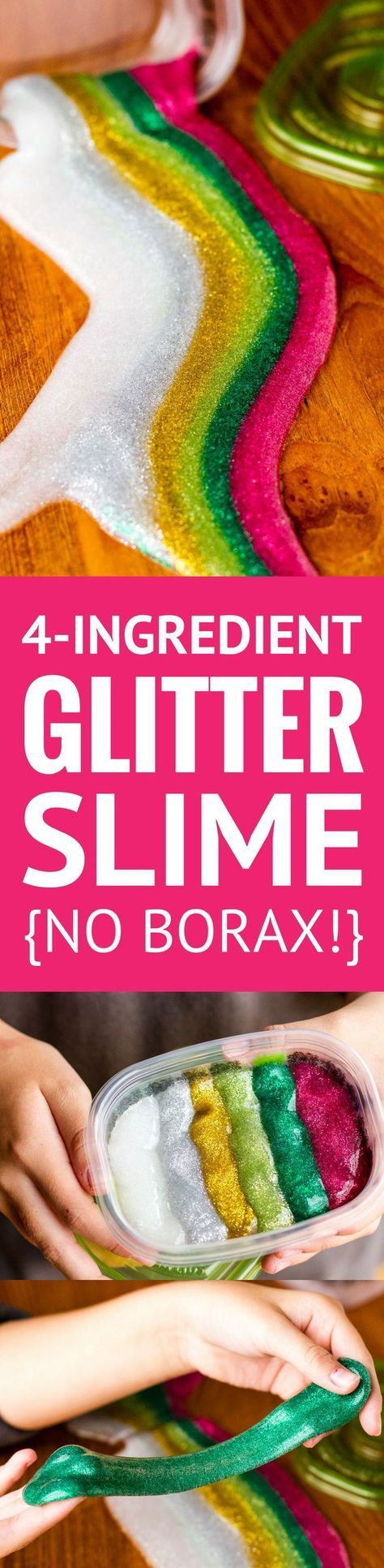 4 Ingredient Glitter Slime Recipe. 