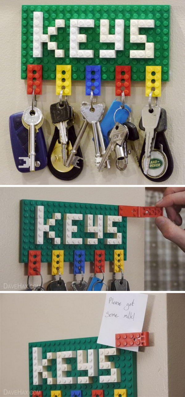 Lego Key Holder and Note Clip. 