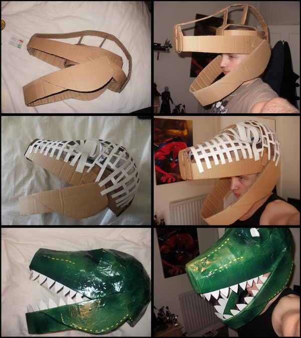 Cardboard Dinosaur Helmet. 