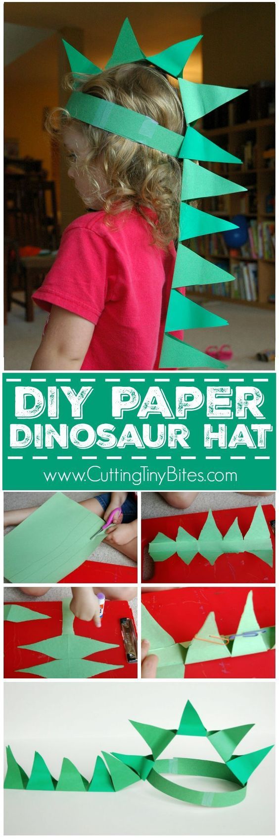DIY Paper Dinosaur Hat. 