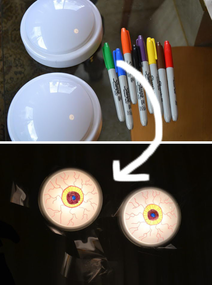 Turning Cheap Battery Powered Lights Into Creepy Eyeballs. 